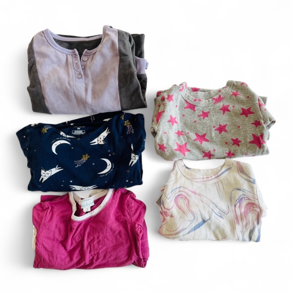 Girls Pajamas PJs Size 3 | Bundle of 5 | Gap Organic, Carter’s, Oona Kids, TOMI - Picture 1 of 12